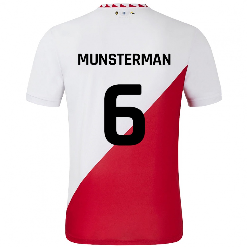 Kids Football Marthe Munsterman #6 White Red Home Jersey 2024/25 T-Shirt Nz