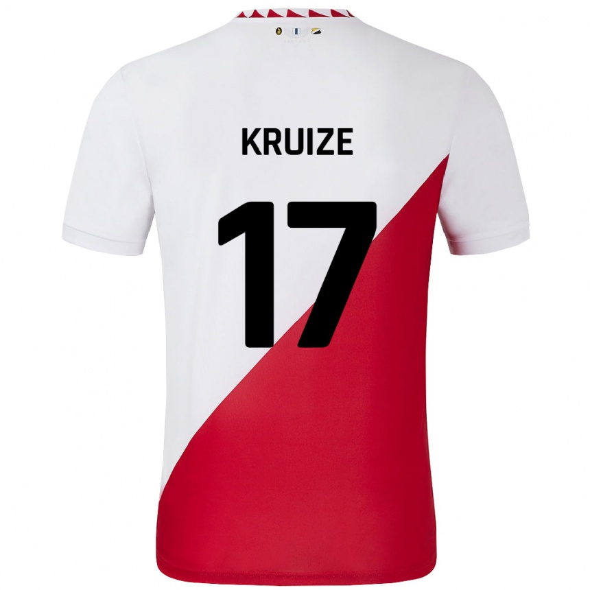 Kids Football Elisha Kruize #17 White Red Home Jersey 2024/25 T-Shirt Nz