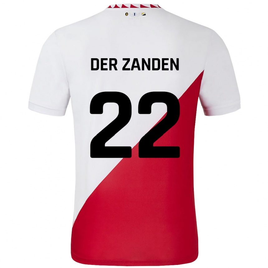 Kids Football Iise Van Der Zanden #22 White Red Home Jersey 2024/25 T-Shirt Nz