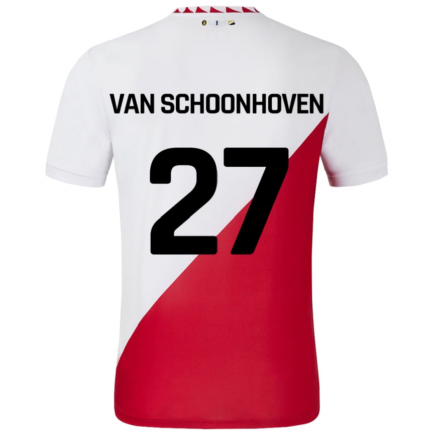 Kids Football Nurija Van Schoonhoven #27 White Red Home Jersey 2024/25 T-Shirt Nz