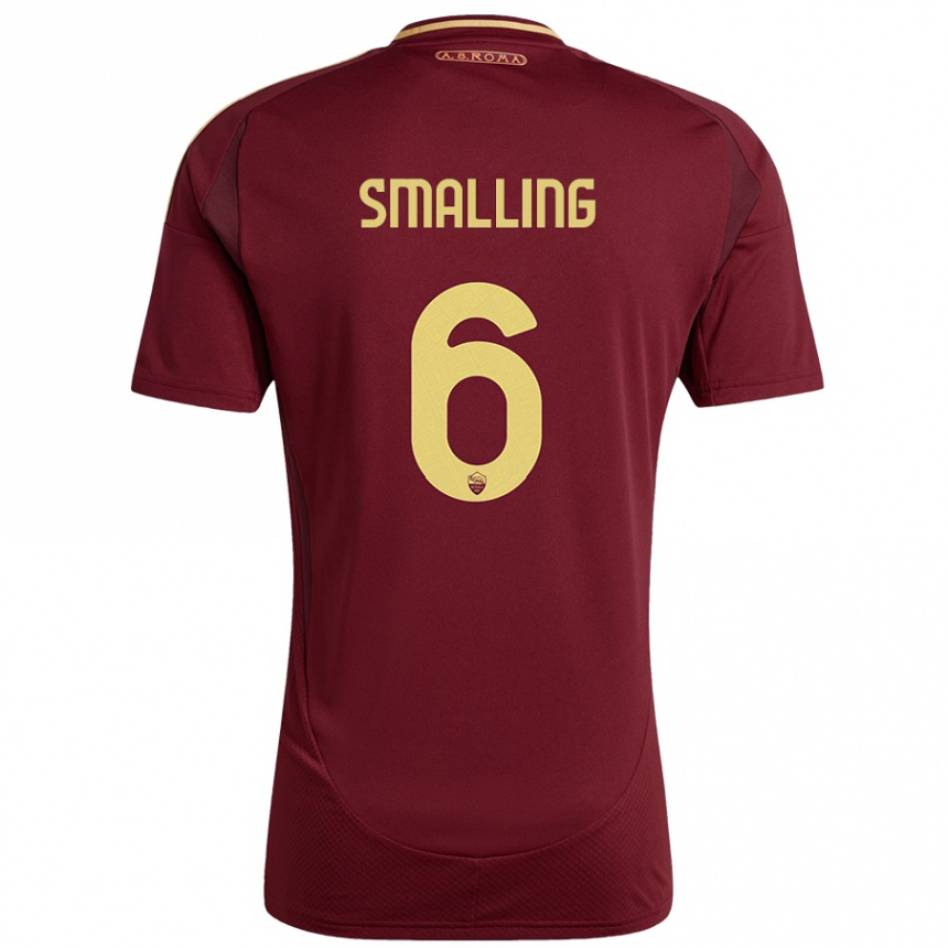 Kids Football Chris Smalling #6 Red Brown Gold Home Jersey 2024/25 T-Shirt Nz