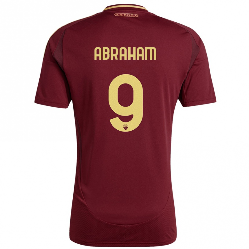 Kids Football Tammy Abraham #9 Red Brown Gold Home Jersey 2024/25 T-Shirt Nz