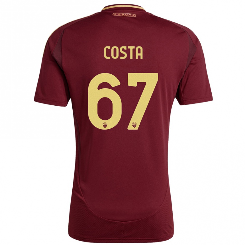 Kids Football João Costa #67 Red Brown Gold Home Jersey 2024/25 T-Shirt Nz