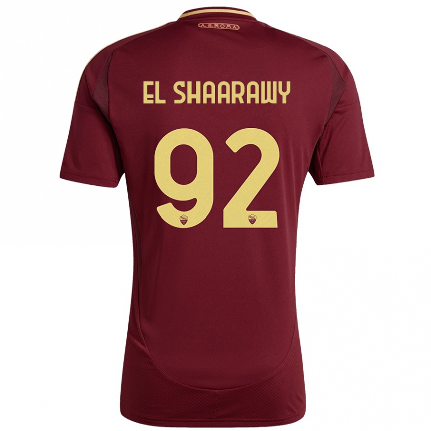 Kids Football Stephan El Shaarawy #92 Red Brown Gold Home Jersey 2024/25 T-Shirt Nz