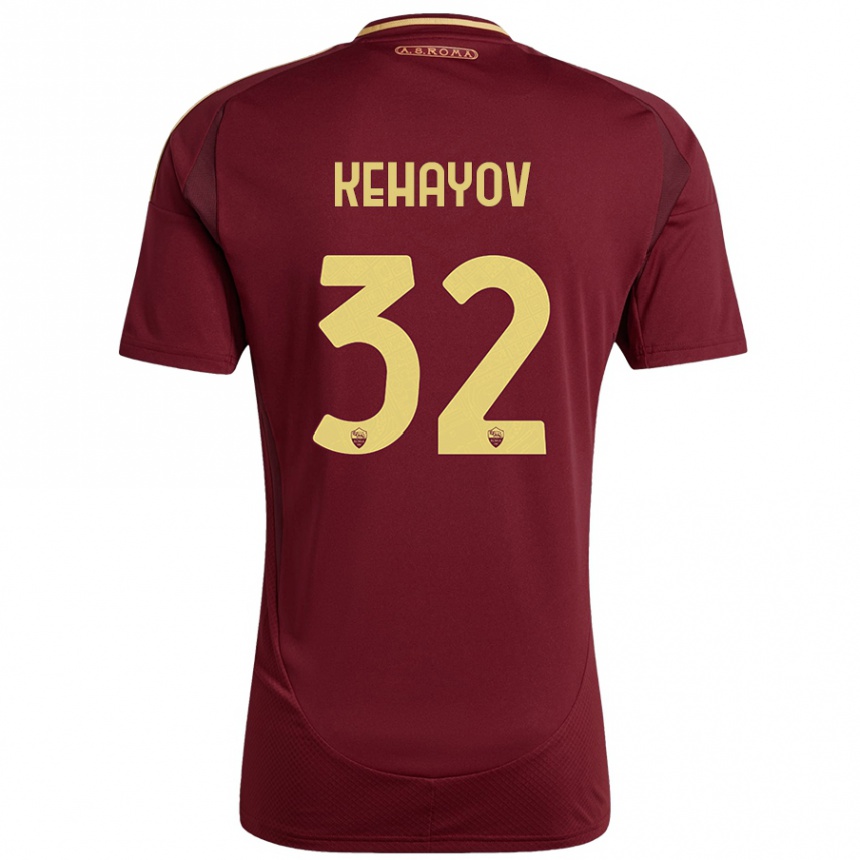 Kids Football Atanas Kehayov #32 Red Brown Gold Home Jersey 2024/25 T-Shirt Nz