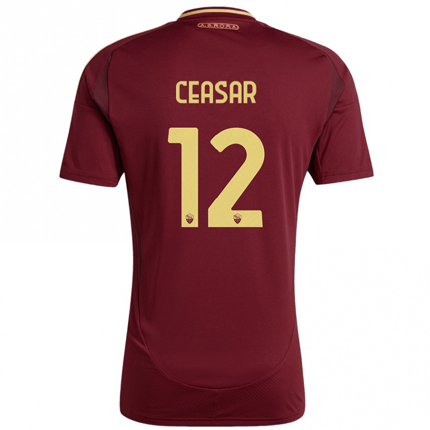 Kids Football Camelia Ceasar #12 Red Brown Gold Home Jersey 2024/25 T-Shirt Nz