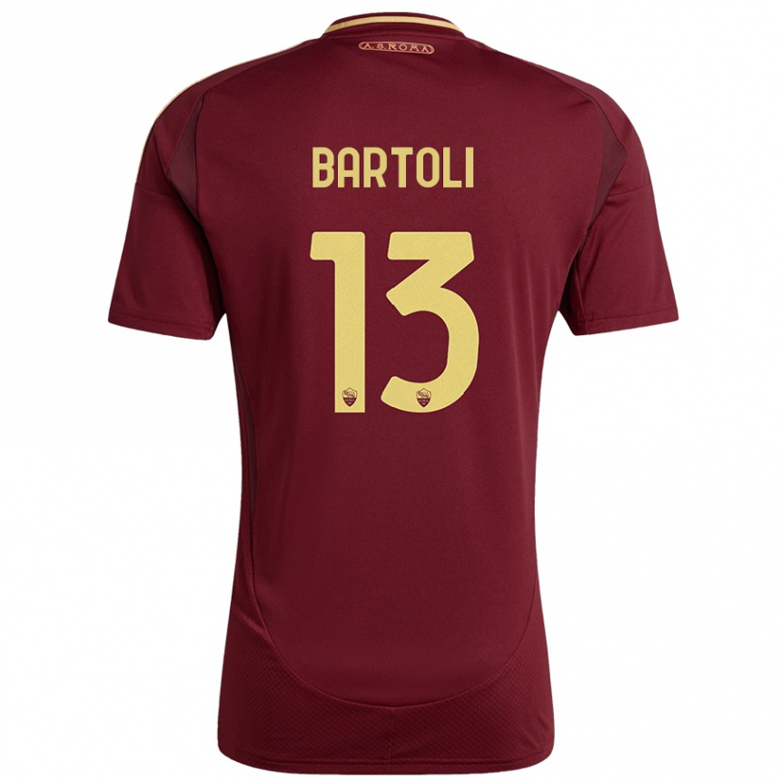 Kids Football Elisa Bartoli #13 Red Brown Gold Home Jersey 2024/25 T-Shirt Nz