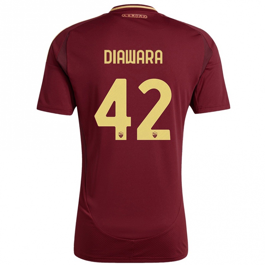 Kids Football Amadou Diawara #42 Red Brown Gold Home Jersey 2024/25 T-Shirt Nz