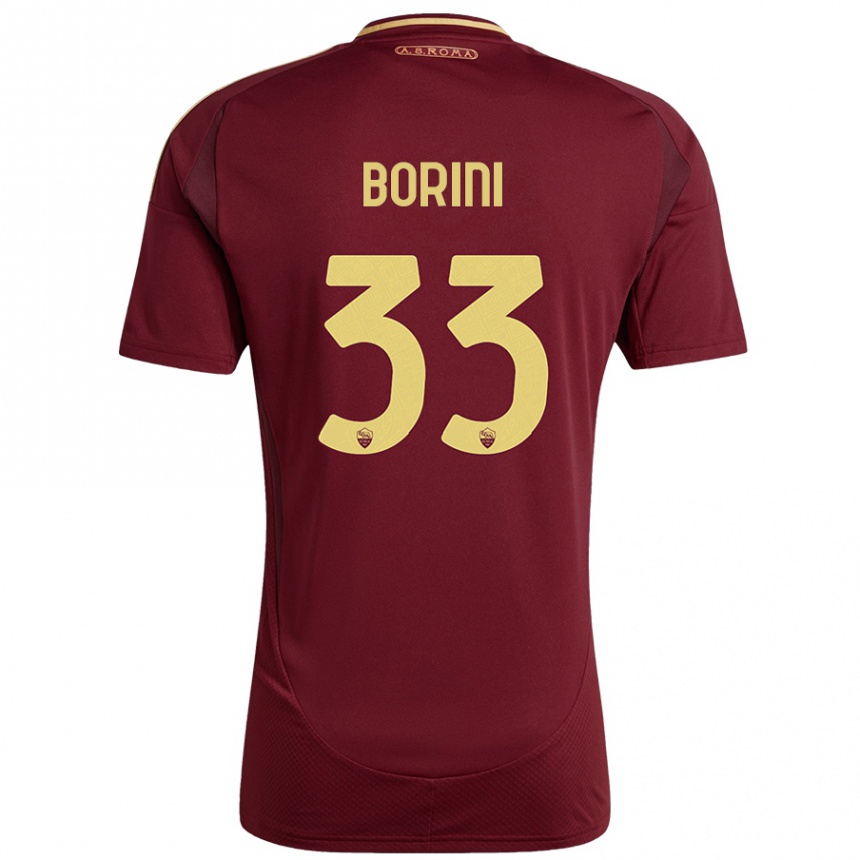 Kids Football Joyce Borini #33 Red Brown Gold Home Jersey 2024/25 T-Shirt Nz