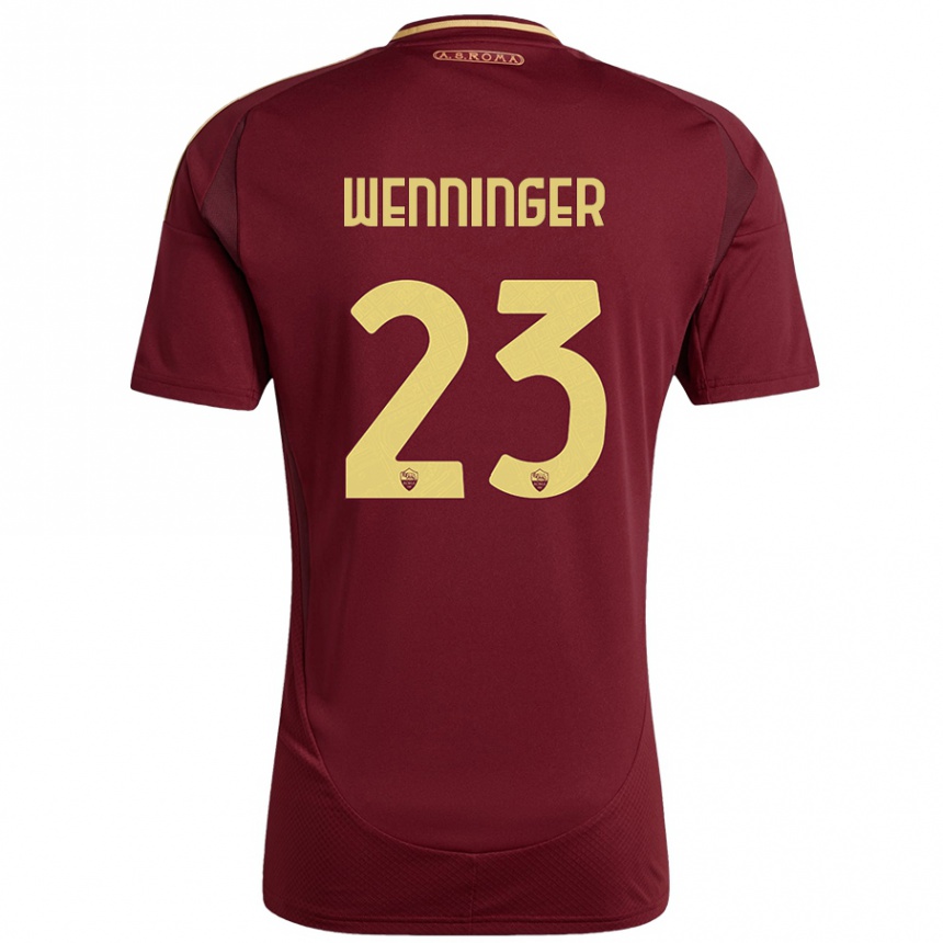 Kids Football Carina Wenninger #23 Red Brown Gold Home Jersey 2024/25 T-Shirt Nz