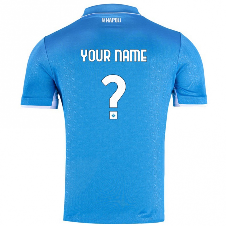 Kids Football Your Name #0 Sky Blue Home Jersey 2024/25 T-Shirt Nz