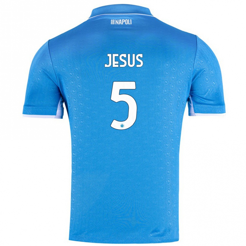 Kids Football Juan Jesus #5 Sky Blue Home Jersey 2024/25 T-Shirt Nz