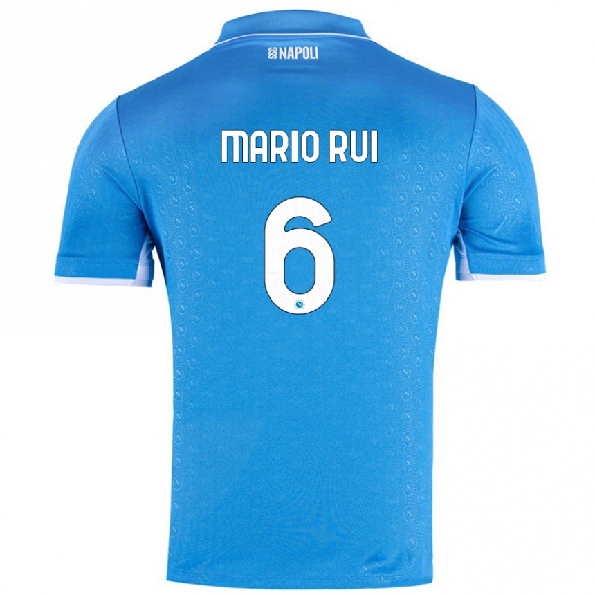 Kids Football Mario Rui #6 Sky Blue Home Jersey 2024/25 T-Shirt Nz