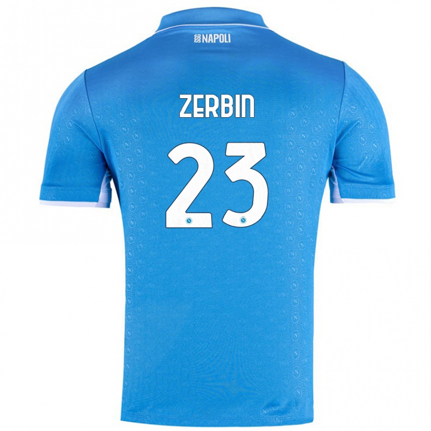 Kids Football Alessio Zerbin #23 Sky Blue Home Jersey 2024/25 T-Shirt Nz