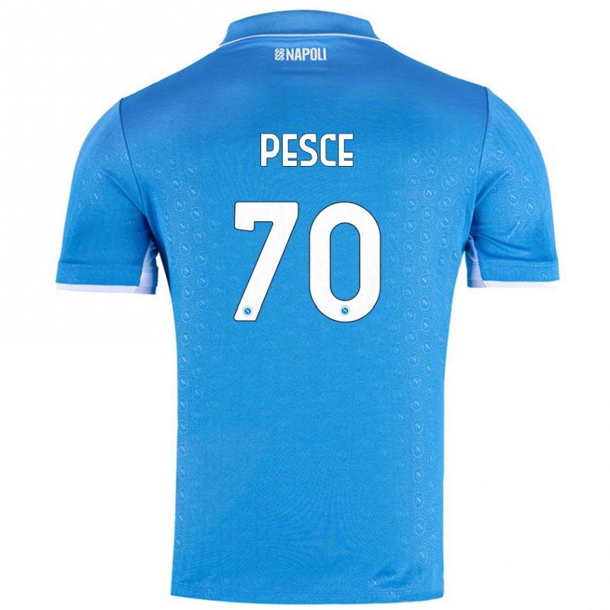 Kids Football Antonio Pesce #70 Sky Blue Home Jersey 2024/25 T-Shirt Nz