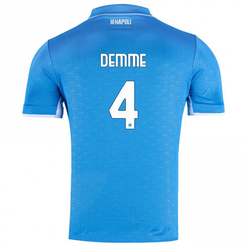 Kids Football Diego Demme #4 Sky Blue Home Jersey 2024/25 T-Shirt Nz