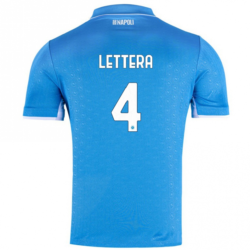 Kids Football Alessio Lettera #4 Sky Blue Home Jersey 2024/25 T-Shirt Nz