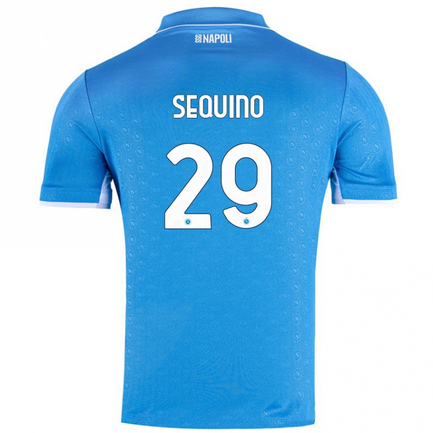 Kids Football Giovanni Sequino #29 Sky Blue Home Jersey 2024/25 T-Shirt Nz