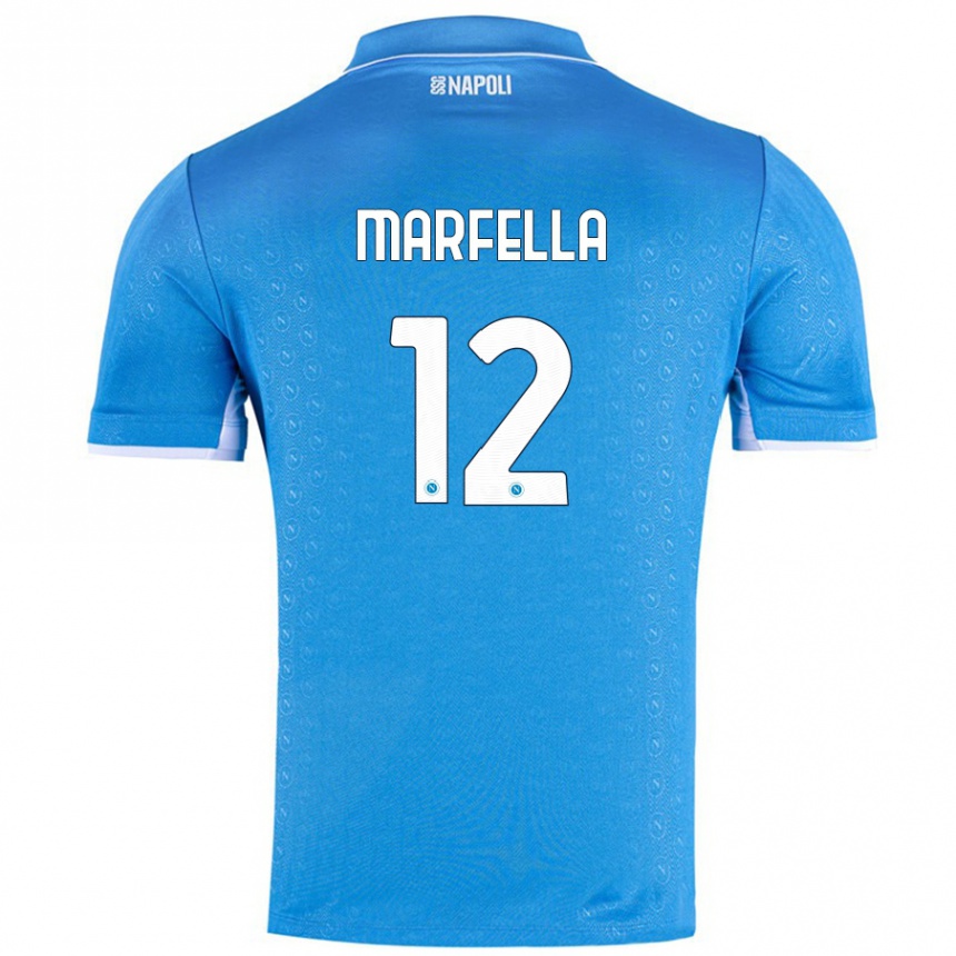 Kids Football Davide Marfella #12 Sky Blue Home Jersey 2024/25 T-Shirt Nz