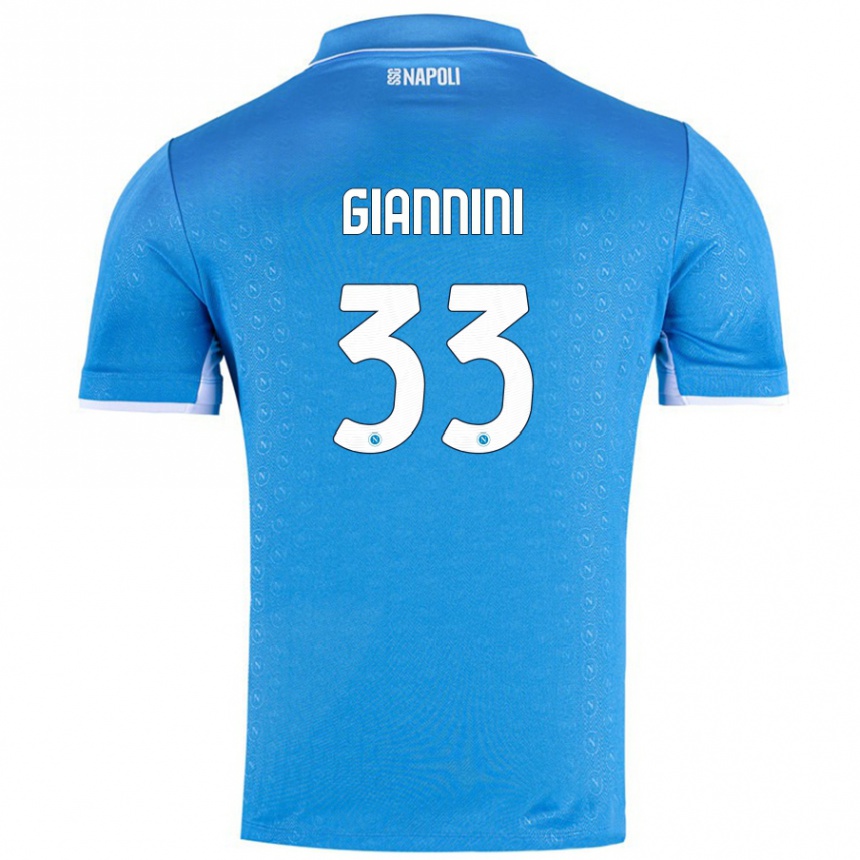 Kids Football Enrico Giannini #33 Sky Blue Home Jersey 2024/25 T-Shirt Nz