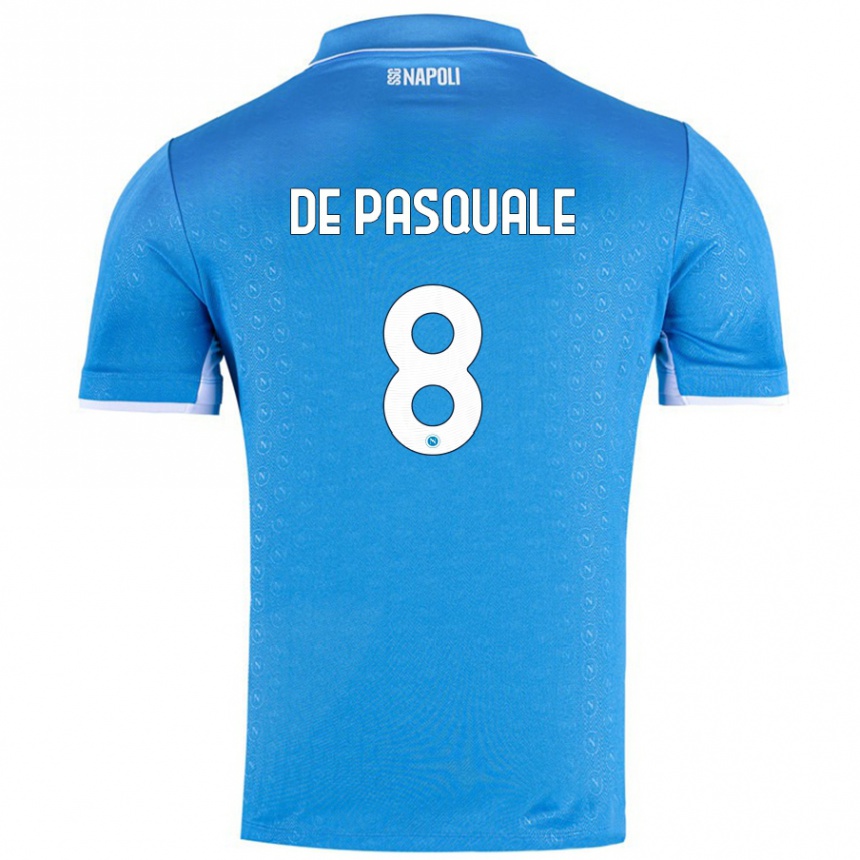 Kids Football Dylan De Pasquale #8 Sky Blue Home Jersey 2024/25 T-Shirt Nz