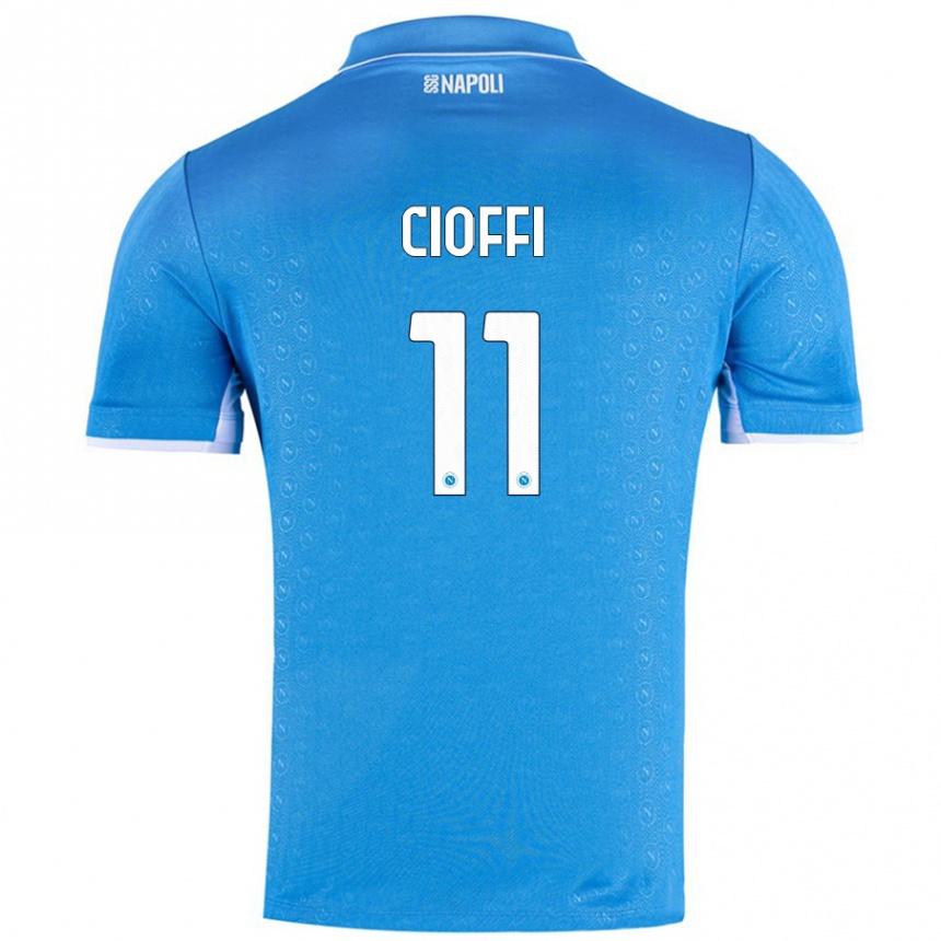 Kids Football Antonio Cioffi #11 Sky Blue Home Jersey 2024/25 T-Shirt Nz