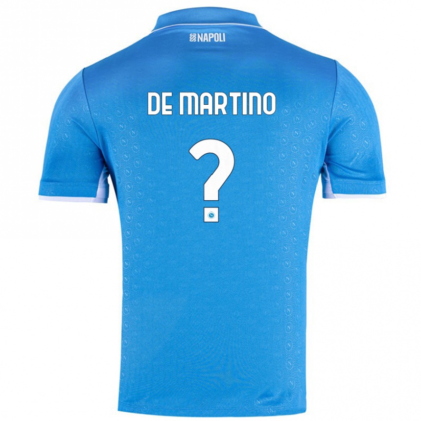 Kids Football Enrico Pio De Martino #0 Sky Blue Home Jersey 2024/25 T-Shirt Nz