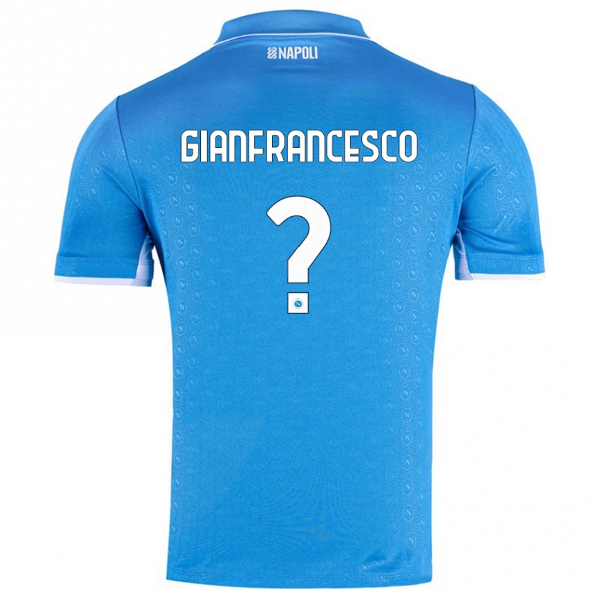 Kids Football Sergio Gianfrancesco #0 Sky Blue Home Jersey 2024/25 T-Shirt Nz