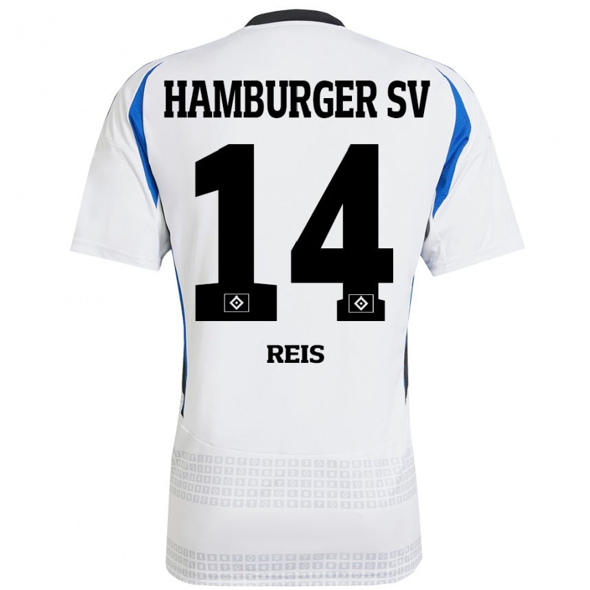 Kids Football Ludovit Reis #14 White Blue Home Jersey 2024/25 T-Shirt Nz