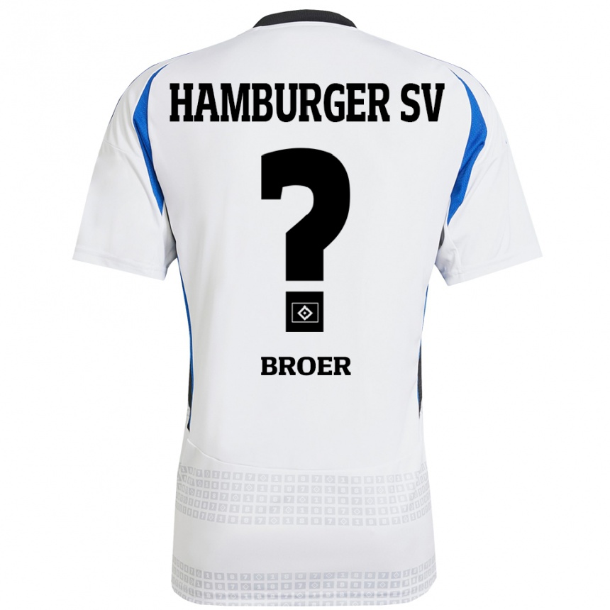 Kids Football Yannick Tim Bröer #0 White Blue Home Jersey 2024/25 T-Shirt Nz