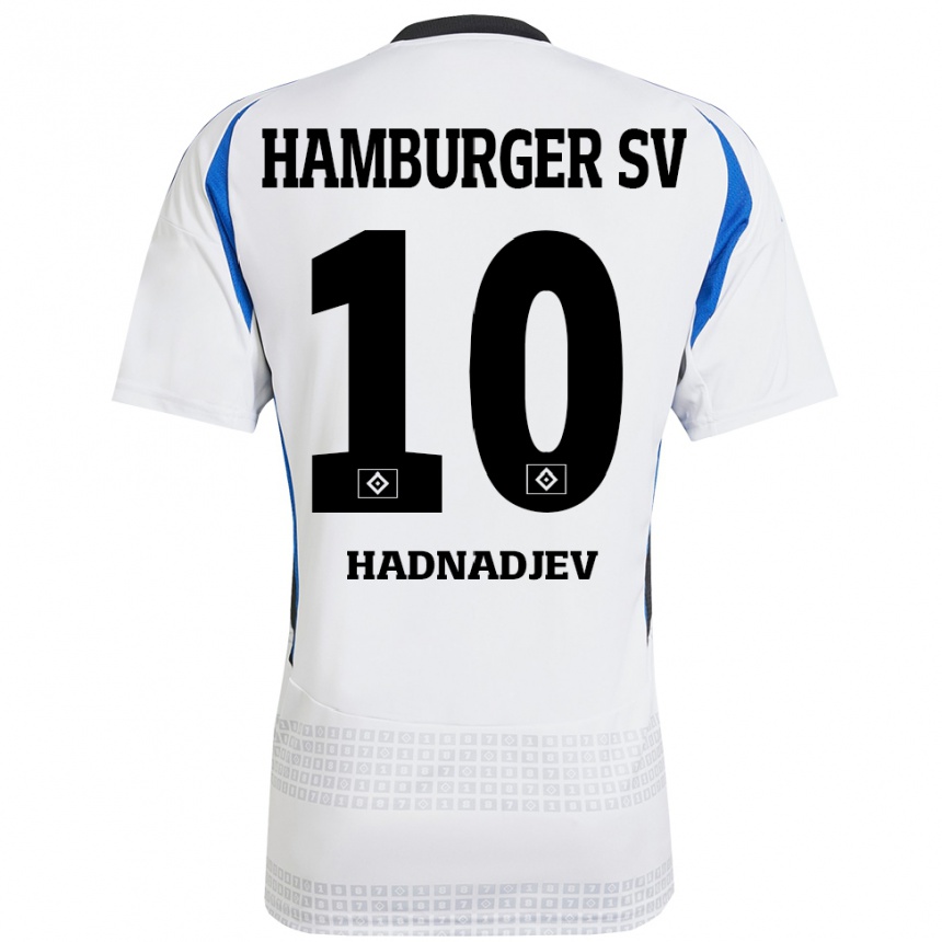 Kids Football Marko Hadnadjev #10 White Blue Home Jersey 2024/25 T-Shirt Nz