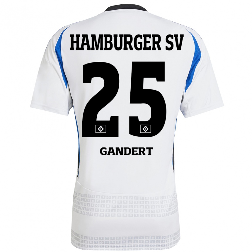 Kids Football Jeremy Gandert #25 White Blue Home Jersey 2024/25 T-Shirt Nz