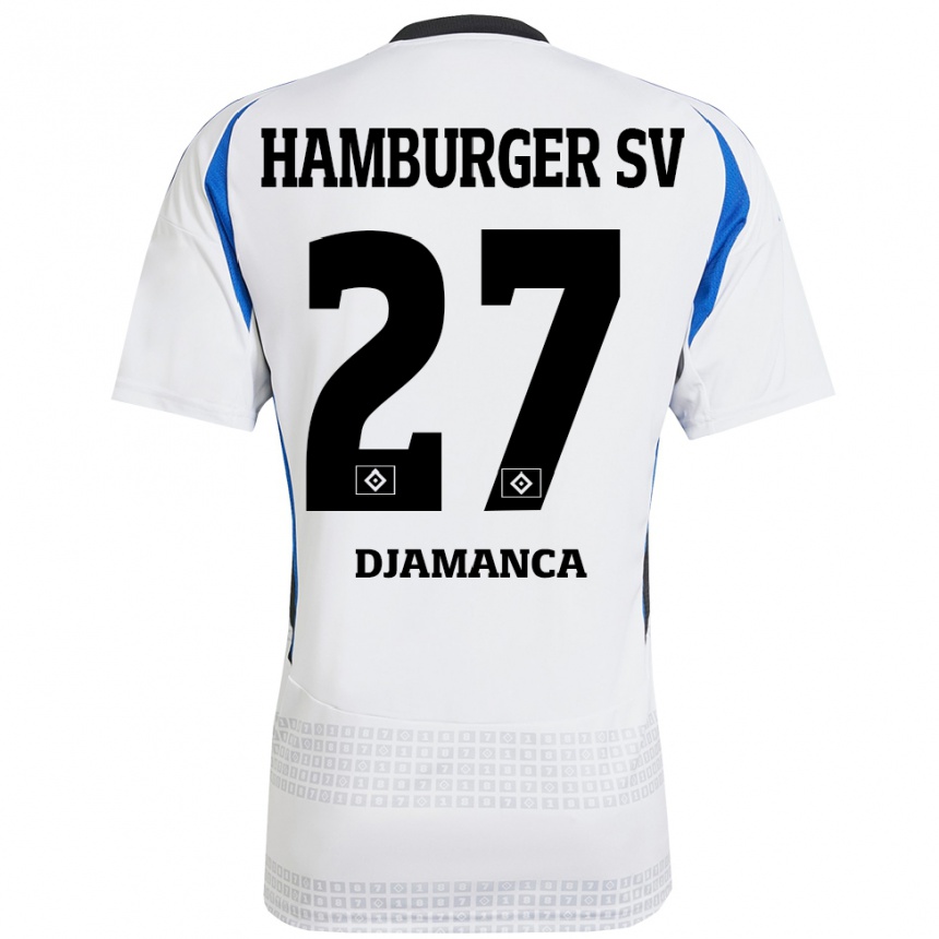 Kids Football Ismaila Djamanca #27 White Blue Home Jersey 2024/25 T-Shirt Nz