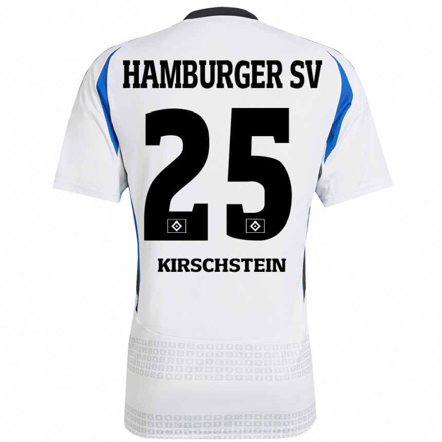 Kids Football Merle Kirschstein #25 White Blue Home Jersey 2024/25 T-Shirt Nz