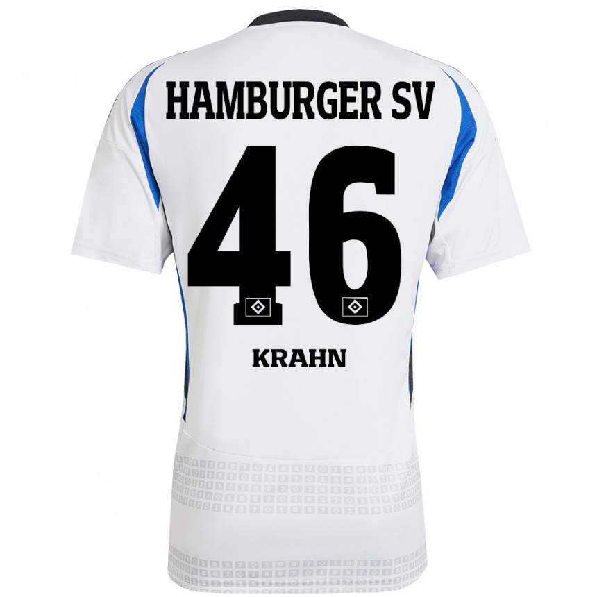 Kids Football Elijah Krahn #46 White Blue Home Jersey 2024/25 T-Shirt Nz