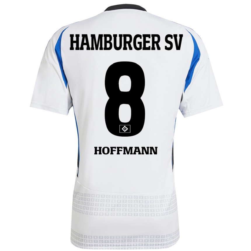 Kids Football Nick Hoffmann #8 White Blue Home Jersey 2024/25 T-Shirt Nz