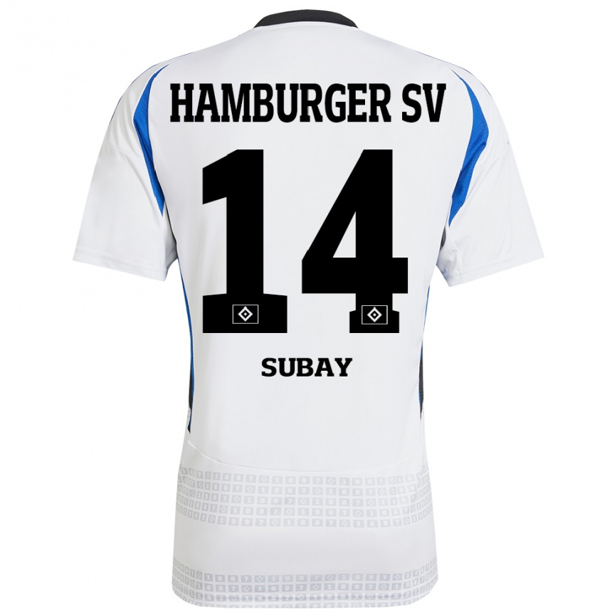 Kids Football Okan Özer Subay #14 White Blue Home Jersey 2024/25 T-Shirt Nz