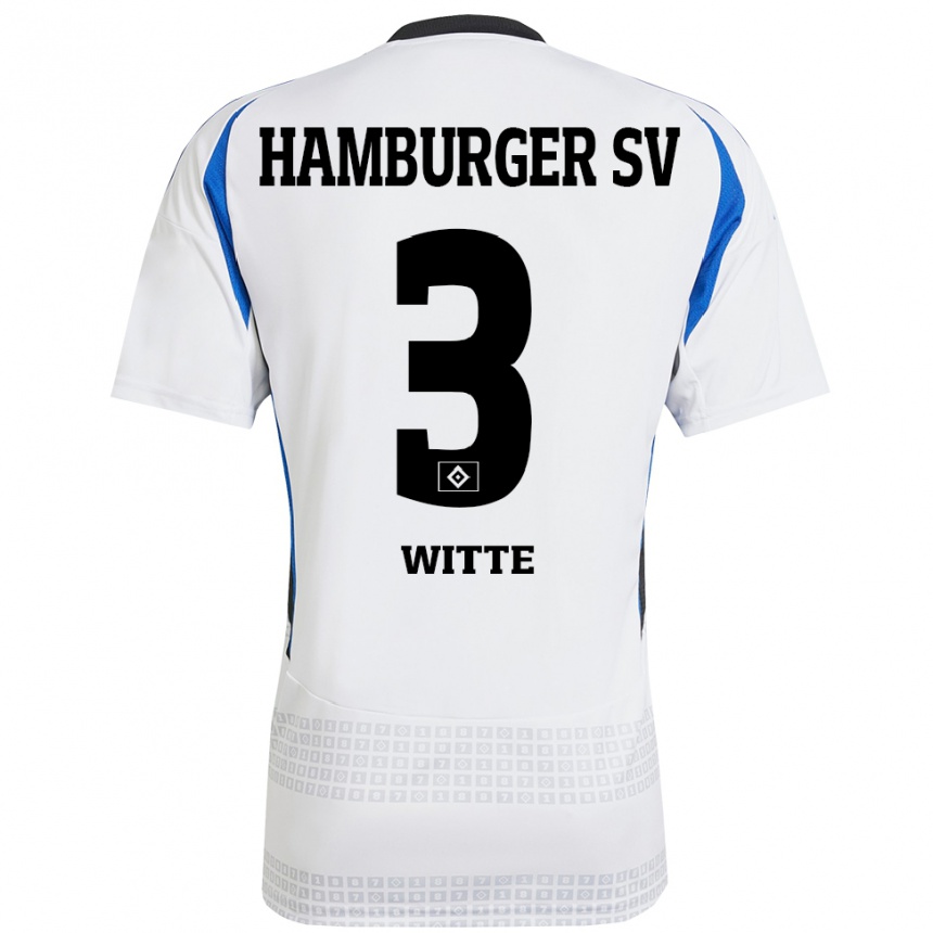 Kids Football Kristin Witte #3 White Blue Home Jersey 2024/25 T-Shirt Nz