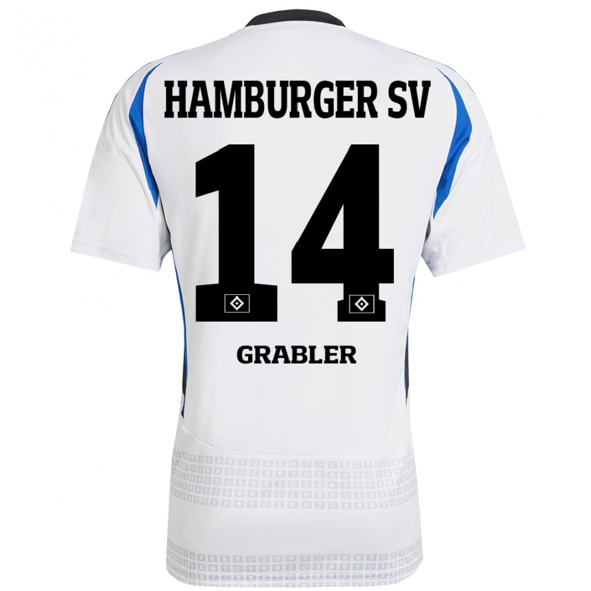 Kids Football Lukne Gräßler #14 White Blue Home Jersey 2024/25 T-Shirt Nz