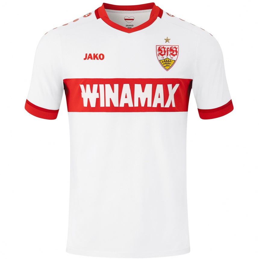 Kids Football Frans Krätzig #13 White Red Home Jersey 2024/25 T-Shirt Nz