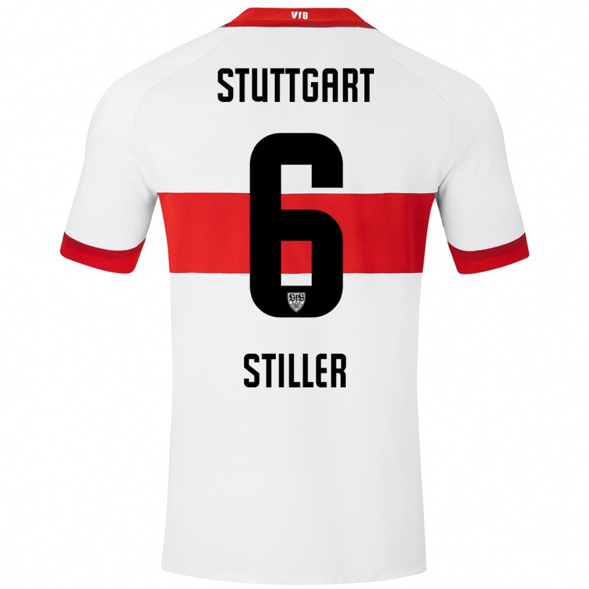 Kids Football Angelo Stiller #6 White Red Home Jersey 2024/25 T-Shirt Nz