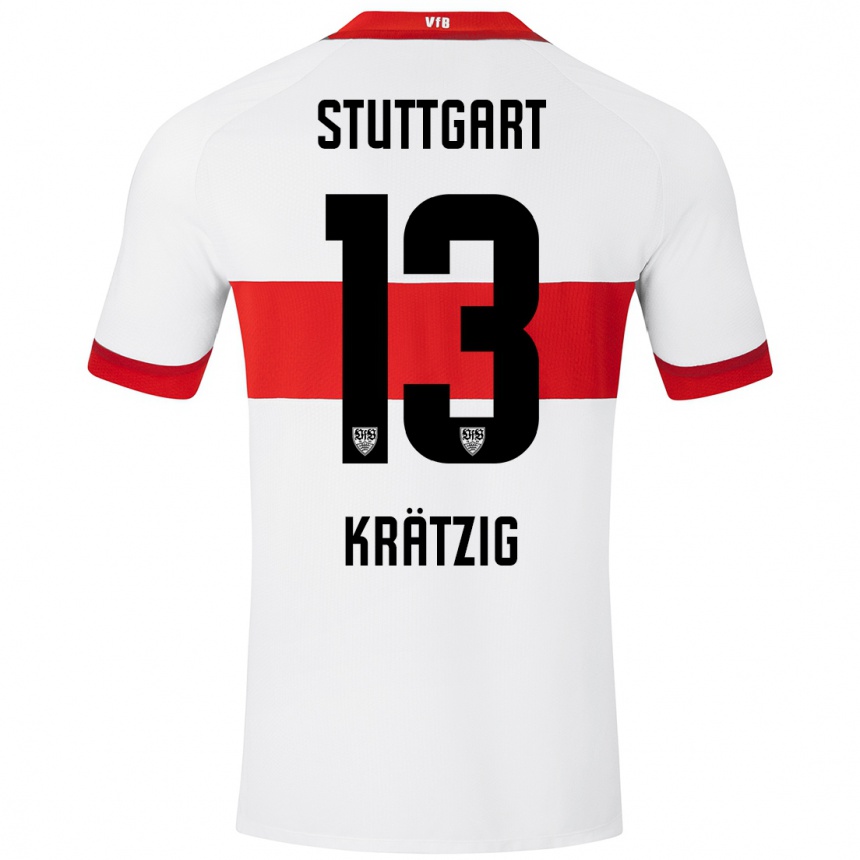 Kids Football Frans Krätzig #13 White Red Home Jersey 2024/25 T-Shirt Nz