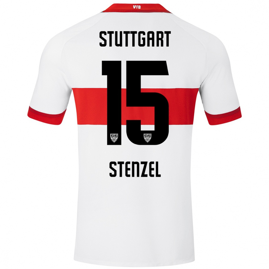 Kids Football Pascal Stenzel #15 White Red Home Jersey 2024/25 T-Shirt Nz