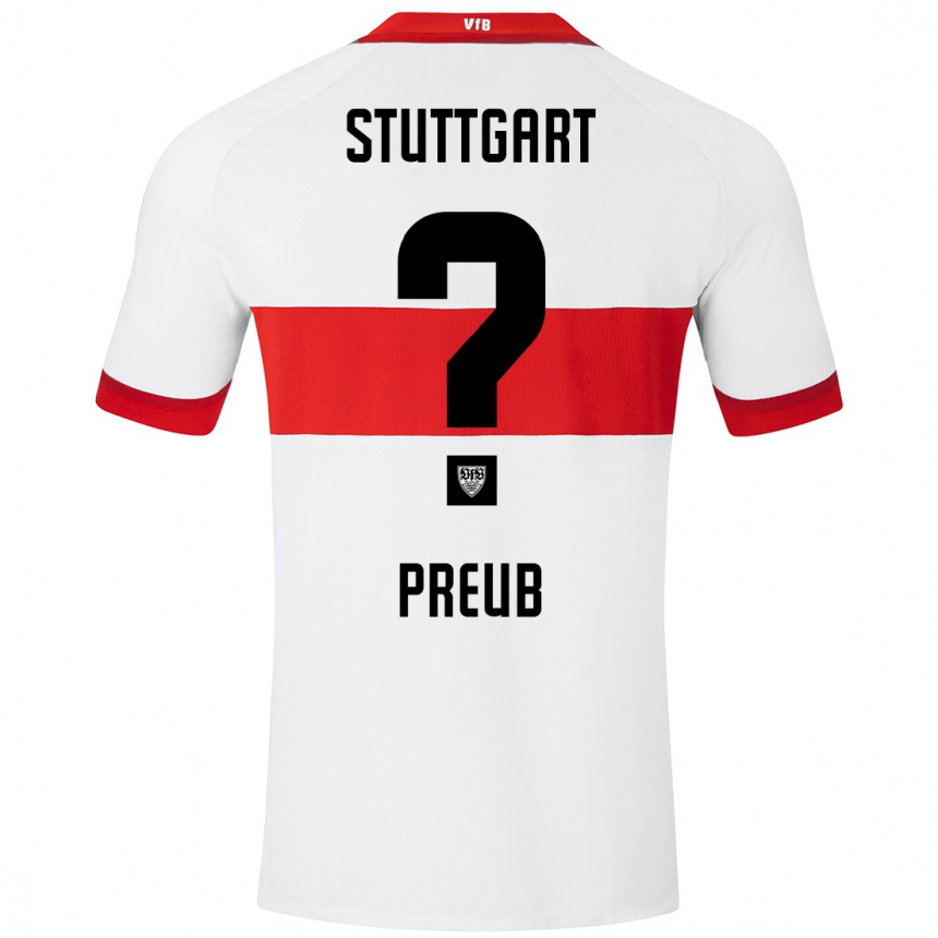 Kids Football Laurin Preuß #0 White Red Home Jersey 2024/25 T-Shirt Nz