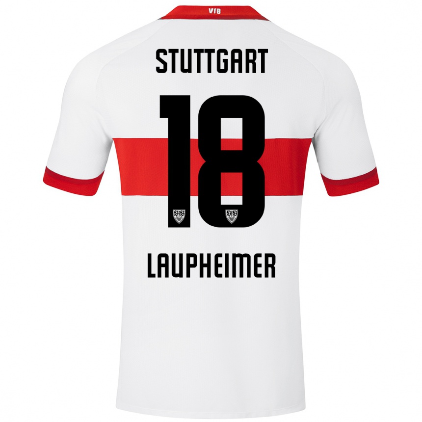 Kids Football Lukas Laupheimer #18 White Red Home Jersey 2024/25 T-Shirt Nz