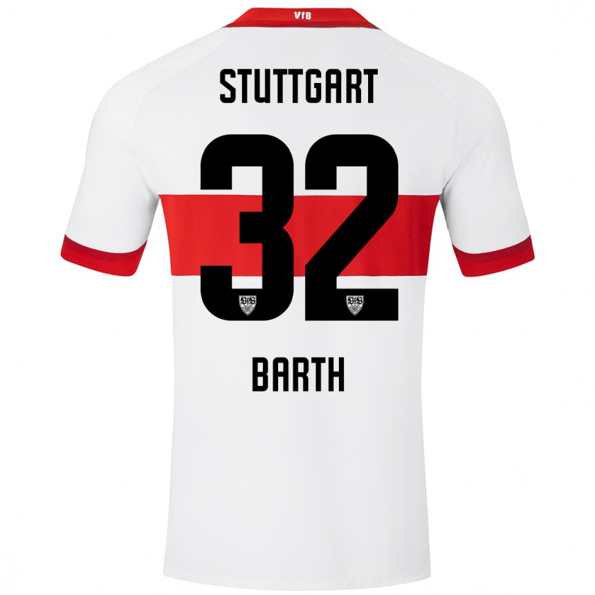 Kids Football Tom Barth #32 White Red Home Jersey 2024/25 T-Shirt Nz