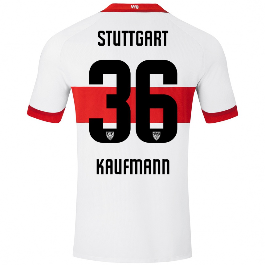 Kids Football Tino Kaufmann #36 White Red Home Jersey 2024/25 T-Shirt Nz