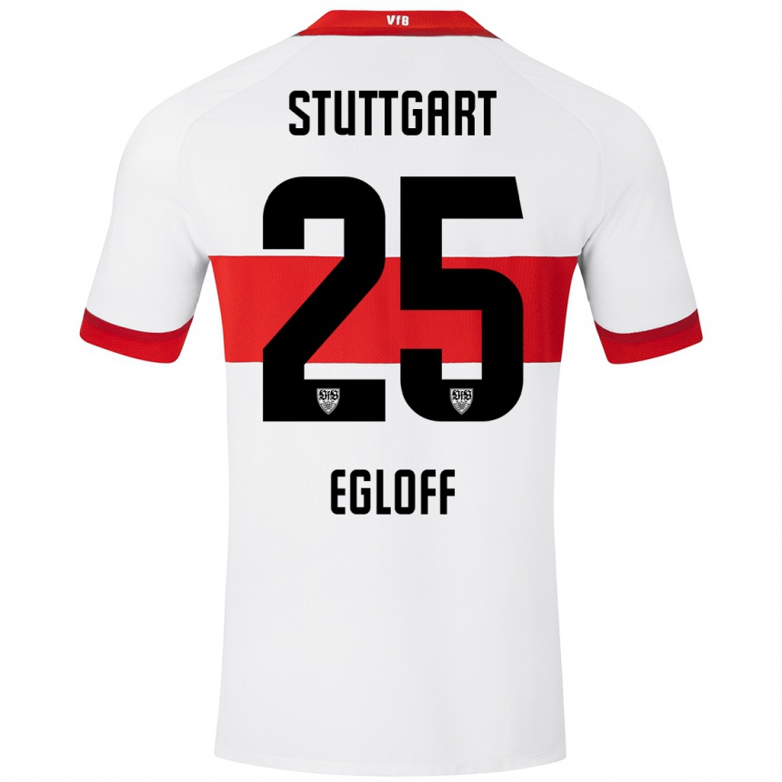 Kids Football Lilian Egloff #25 White Red Home Jersey 2024/25 T-Shirt Nz