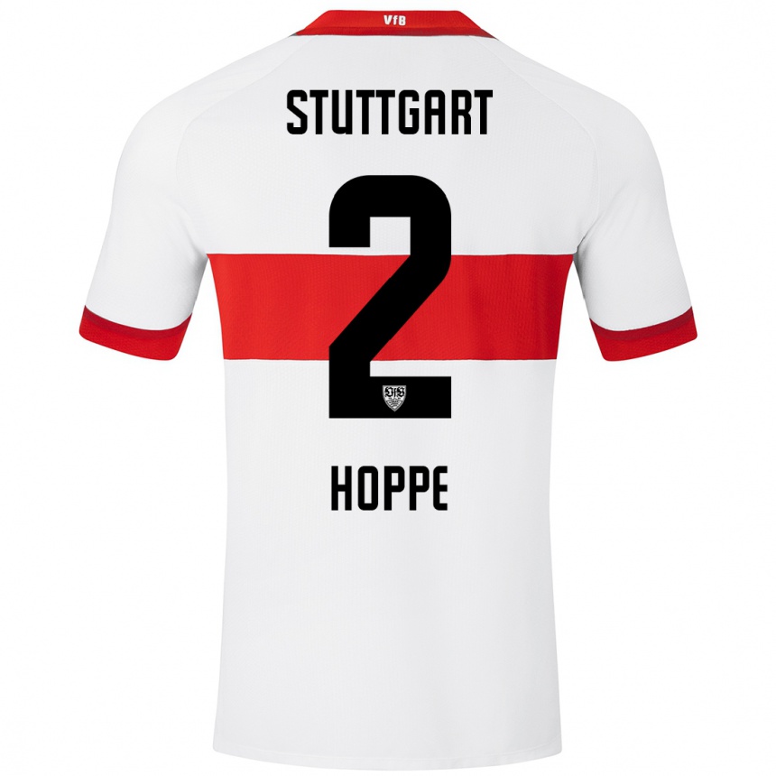 Kids Football Mattis Hoppe #2 White Red Home Jersey 2024/25 T-Shirt Nz