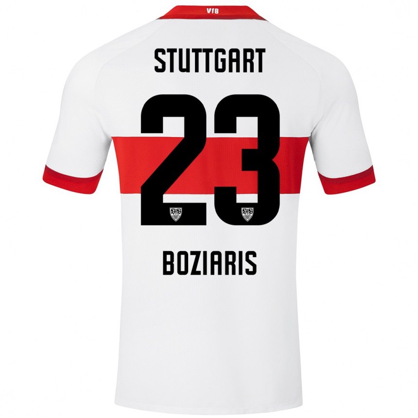 Kids Football Giannis Boziaris #23 White Red Home Jersey 2024/25 T-Shirt Nz